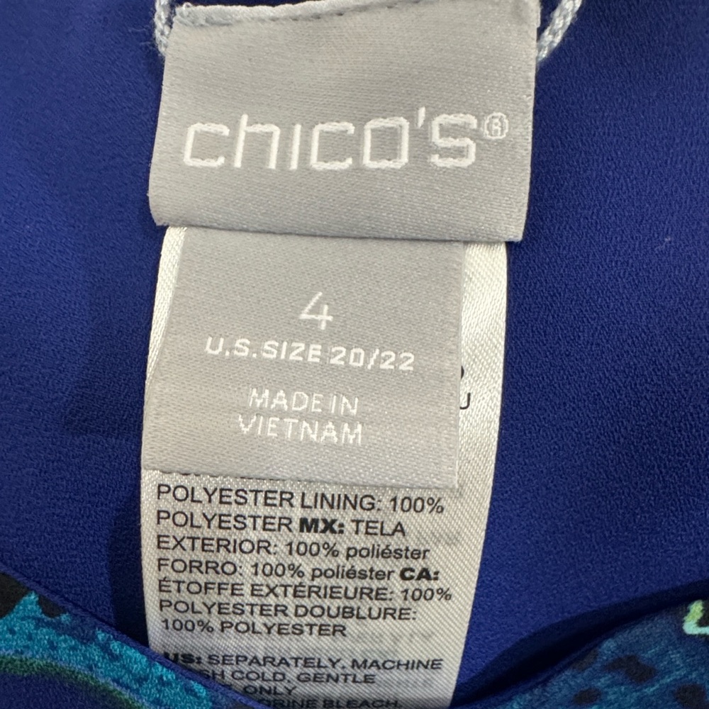 Chico's Vibrant Blue and Green Butterfly Top - Picture 2 of 8